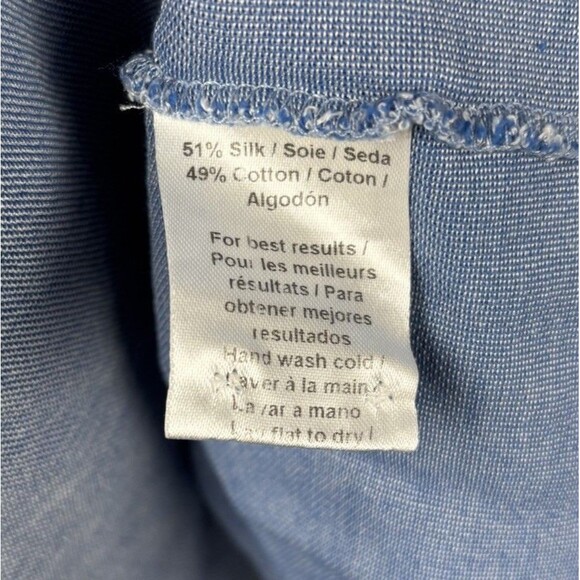 Peter Millar Collection Men’s XL Blue Shirt Silk Cotton Polo Long Sleeve Pocket - Picture 5 of 9